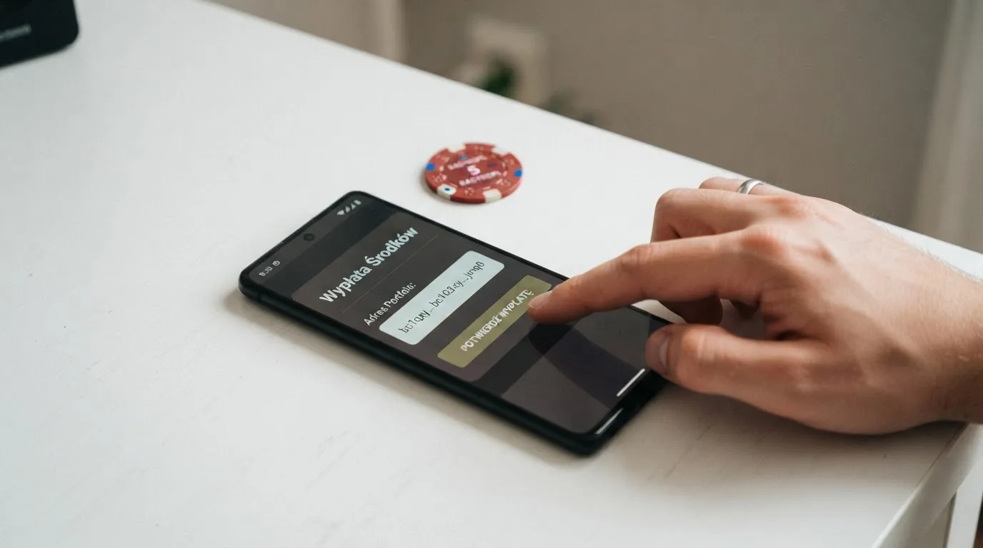 Zbliżenie na formularz wpłaty w kasynie online z polem na adres portfela kryptowalutowego BNB Smart Chain.