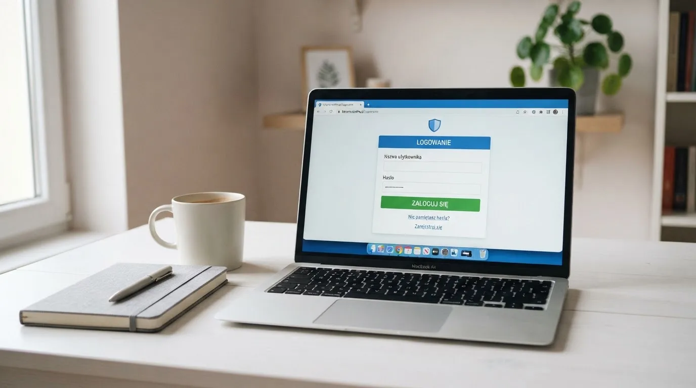 Strona logowania oficjalnej platformy Total Casino na ekranie laptopa, jedynego legalnego kasyna online w Polsce